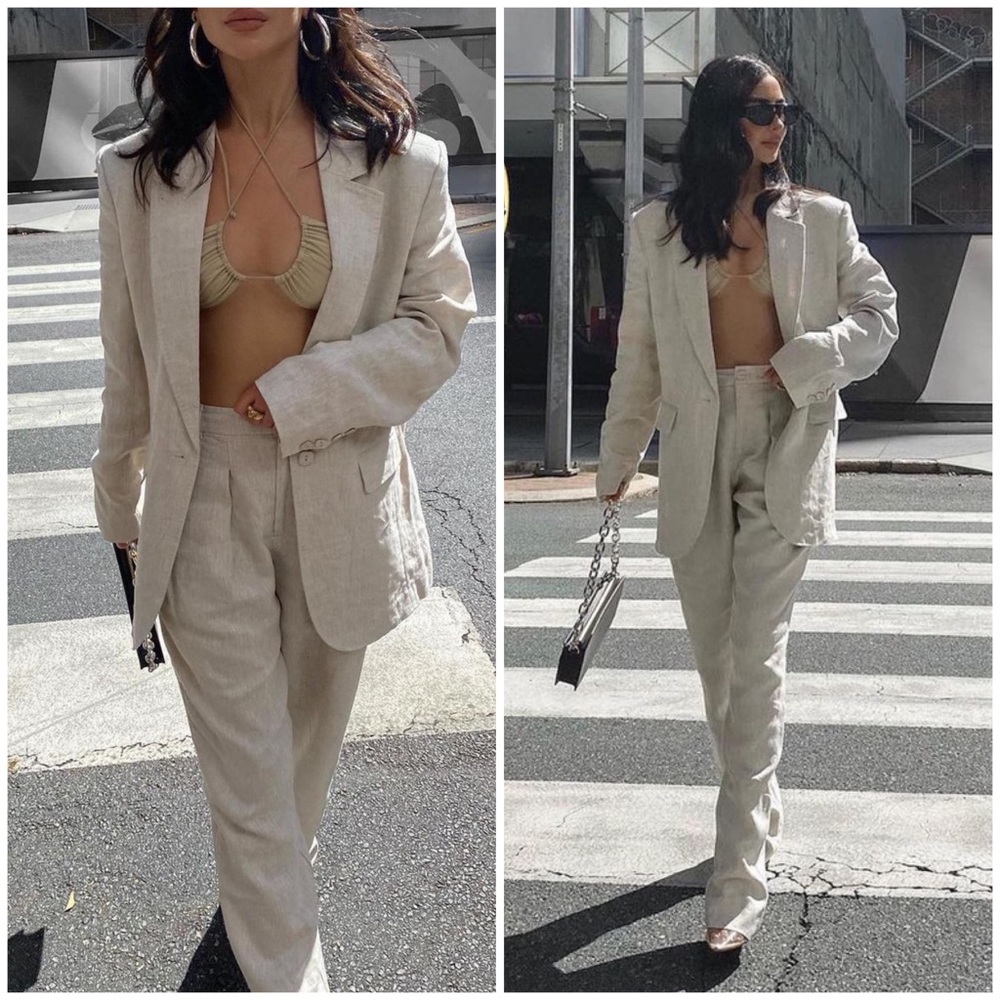 Song of Style Rylan Blazer in Beige Size XS $348 NWT BLOGGER FAV
